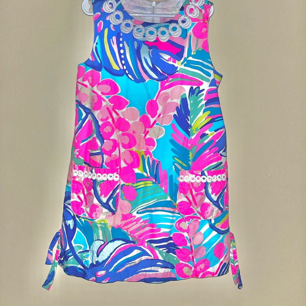 Lilly Pulitzer Girls Pink and Blue Patterned Dress